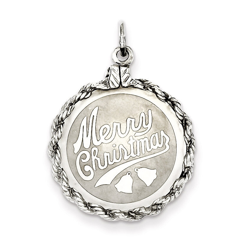 Merry Christmas Disc Charm Sterling Silver QC200