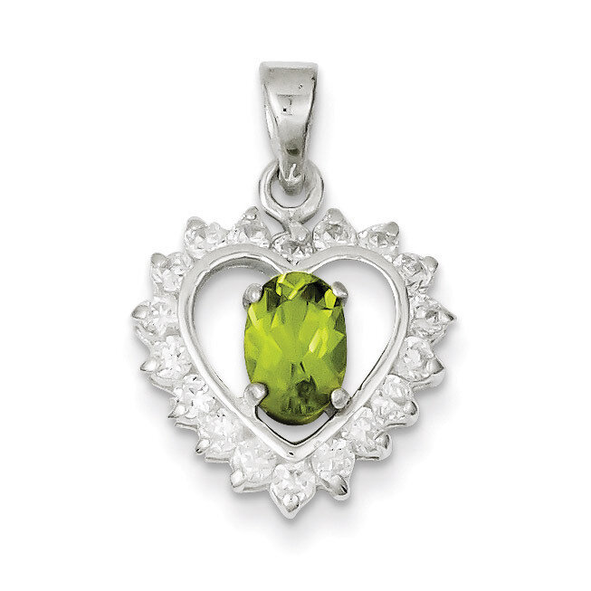 Peridot &amp; Diamond Pendant Sterling Silver QC2210, MPN: QC2210, 815479012382