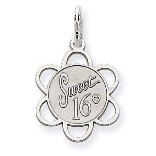 Sweet Sixteen Disc Charm Sterling Silver QC2452