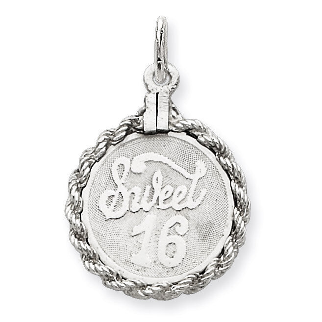 Sweet Sixteen Disc Charm Sterling Silver QC2458