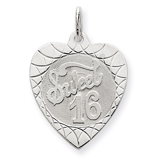 Sweet Sixteen Heart Disc Charm Sterling Silver QC2461, MPN: QC2461, 191101181405