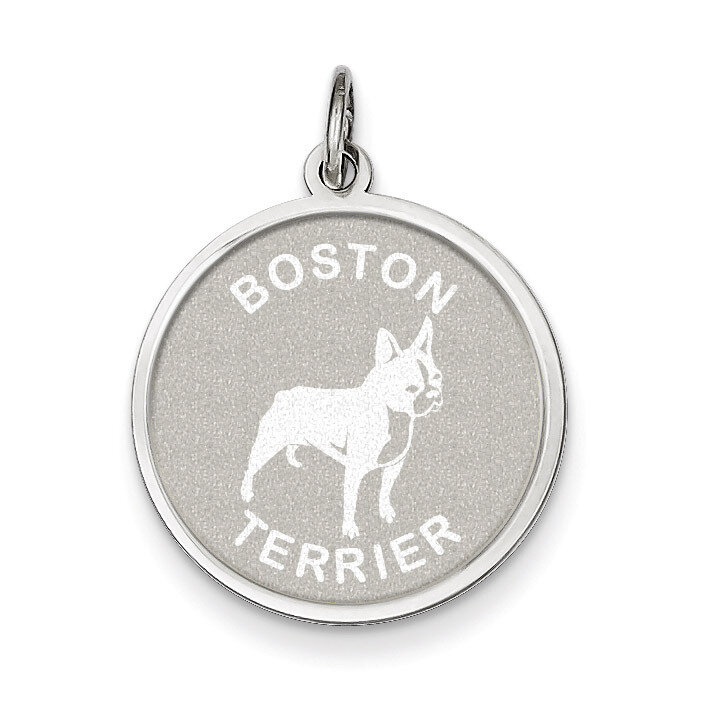 Boston Terrier Disc Charm Sterling Silver QC2673