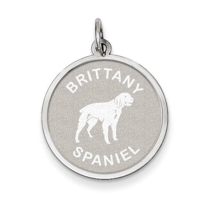 Brittany Spaniel Disc Charm Sterling Silver QC2675