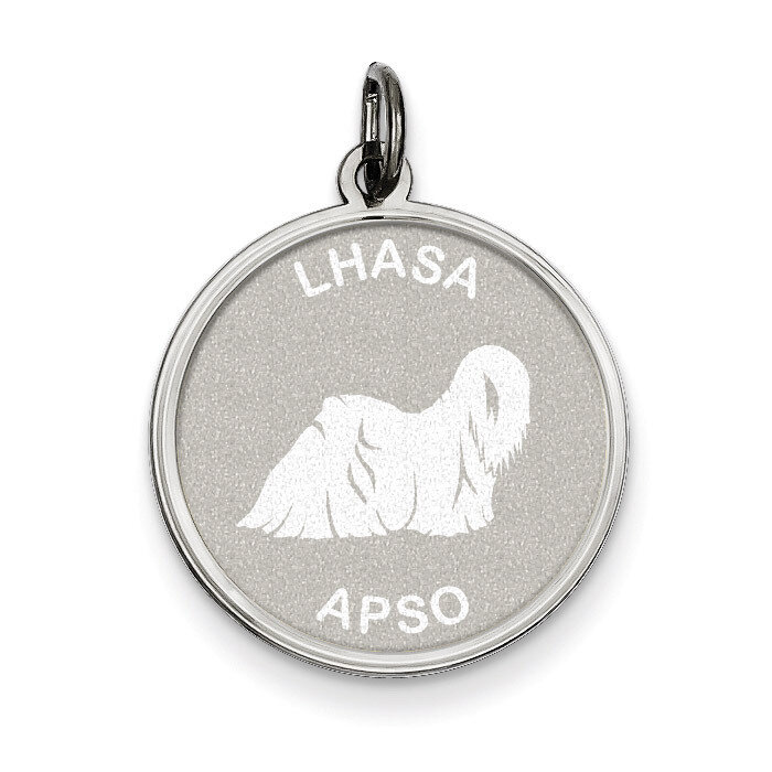 Lhasa Apso Disc Charm Sterling Silver QC2693