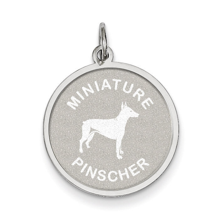 Miniature Pinscher Disc Charm Sterling Silver QC2695, MPN: QC2695, 883957137261