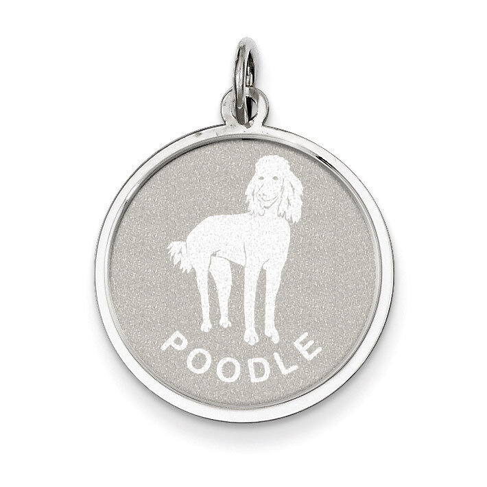 Poodle Disc Charm Sterling Silver QC2698