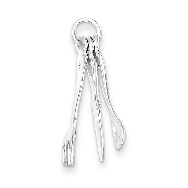Knife, Fork & Spoon Charm Sterling Silver QC2774