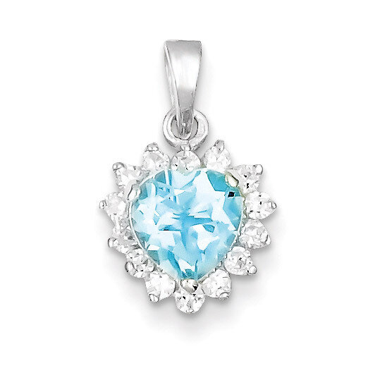 Blue Topaz &amp; Diamond Pendant Sterling Silver QC2932, MPN: QC2932, 815479012443