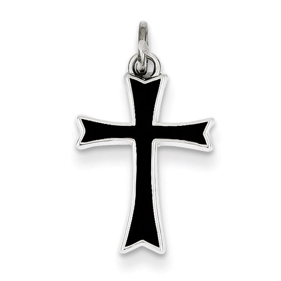 Black Enameled Cross Charm Sterling Silver QC3230, MPN: QC3230, 886774107370