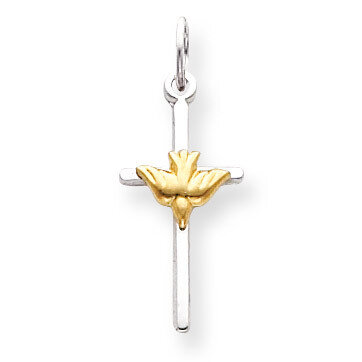 Vermeil Dove Cross Charm Sterling Silver QC3330, MPN: QC3330, 886774107509