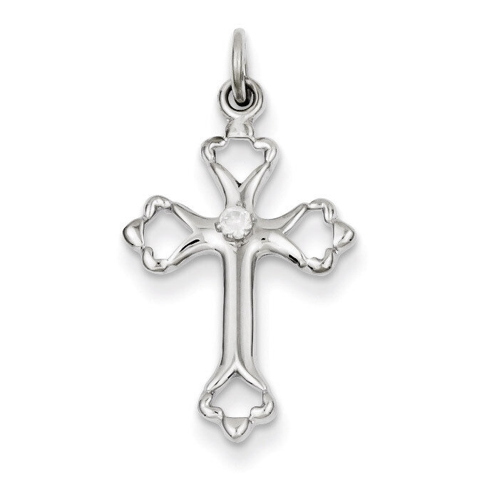 Budded Cross Diamond Charm Sterling Silver QC3344