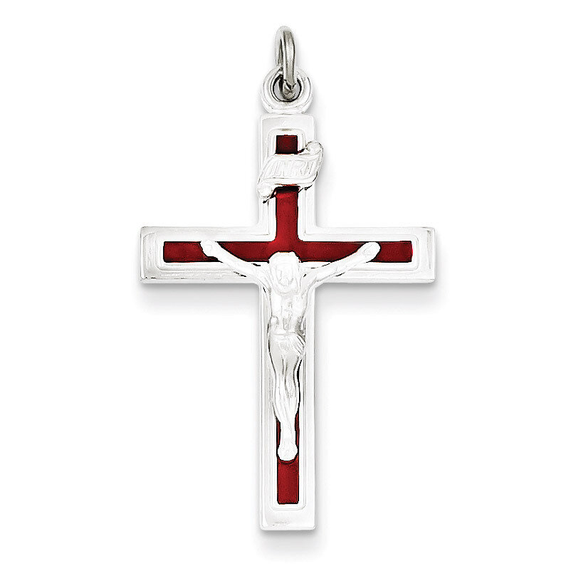 Crucifix Pendant Sterling Silver Enameled QC3398