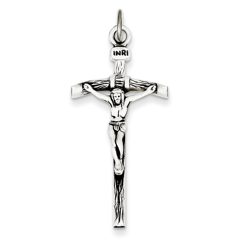 Crucifix Pendant Antiqued Sterling Silver QC3400