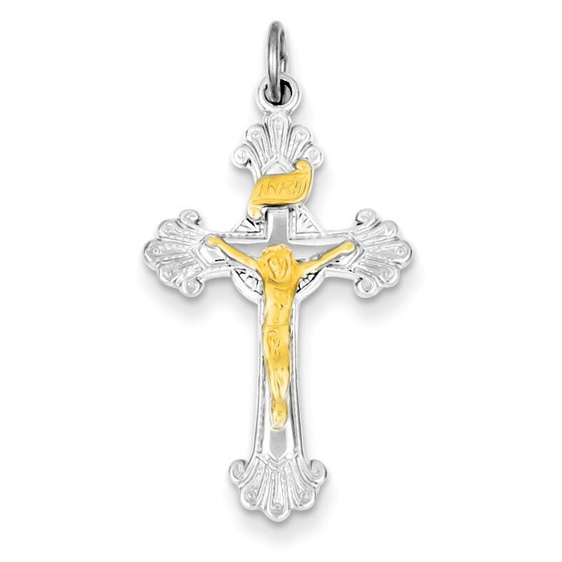 Vermeil INRI Crucifix Charm Sterling Silver QC3427, MPN: QC3427, 883957458724