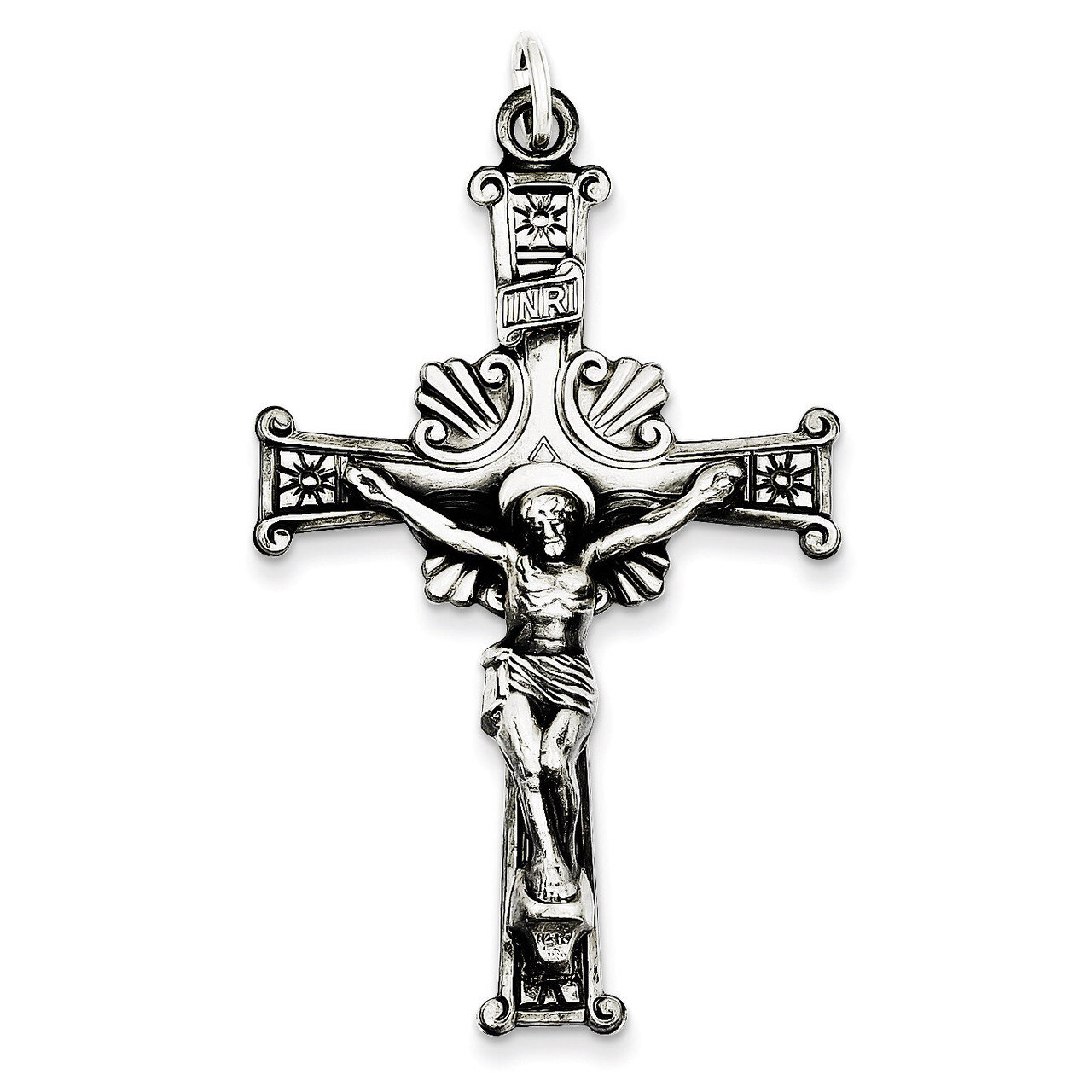 INRI Crucifix Pendant Antiqued Sterling Silver QC3429, MPN: QC3429, 883957536309