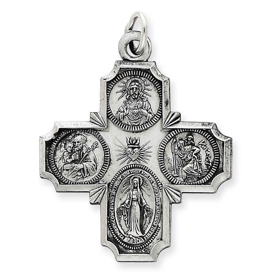 4-way Medal Antiqued Sterling Silver QC3471