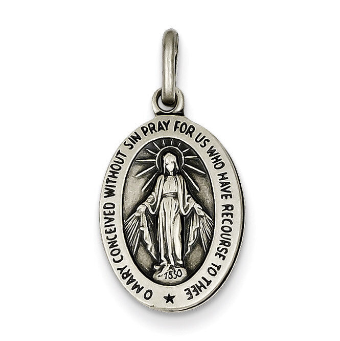 Miraculous Medal Antiqued Sterling Silver QC3483