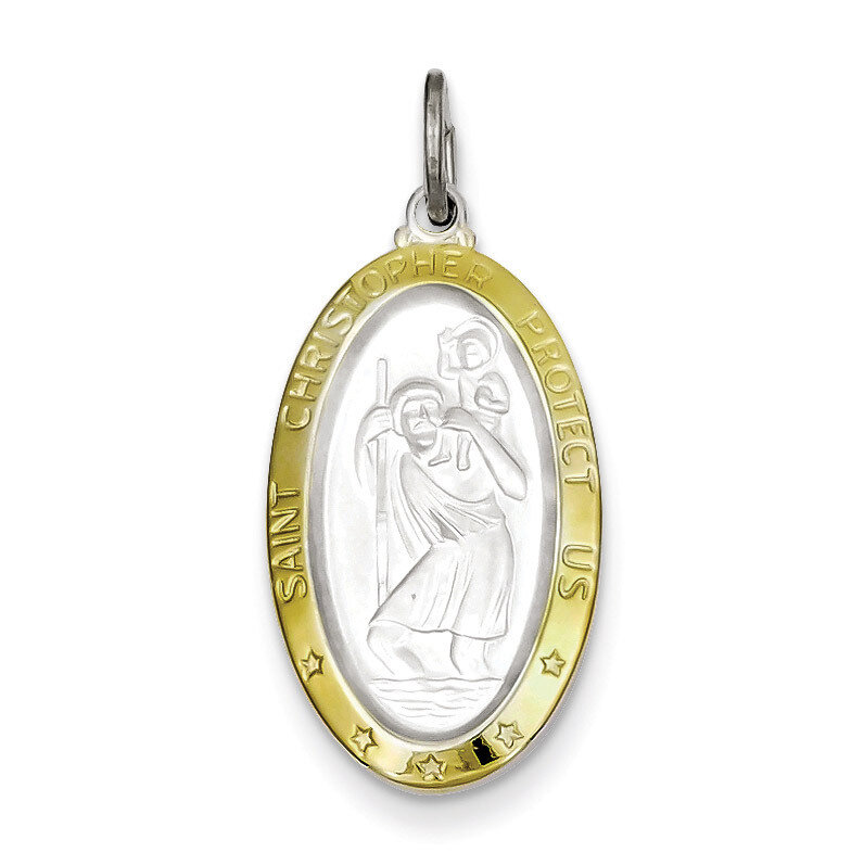Vermeil Saint Christopher Medal Sterling Silver QC3551