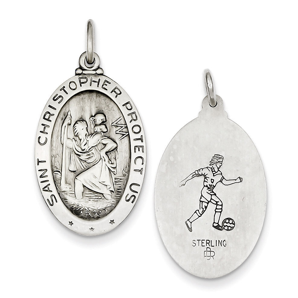 SaintChristopher Soccer Medal Sterling Silver QC3569, MPN: QC3569, 886774582894