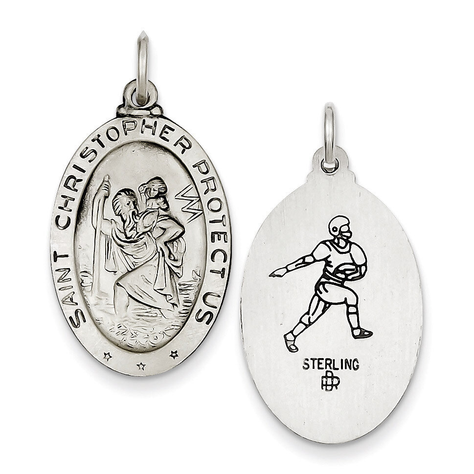 SaintChristopher Football Medal Sterling Silver QC3570
