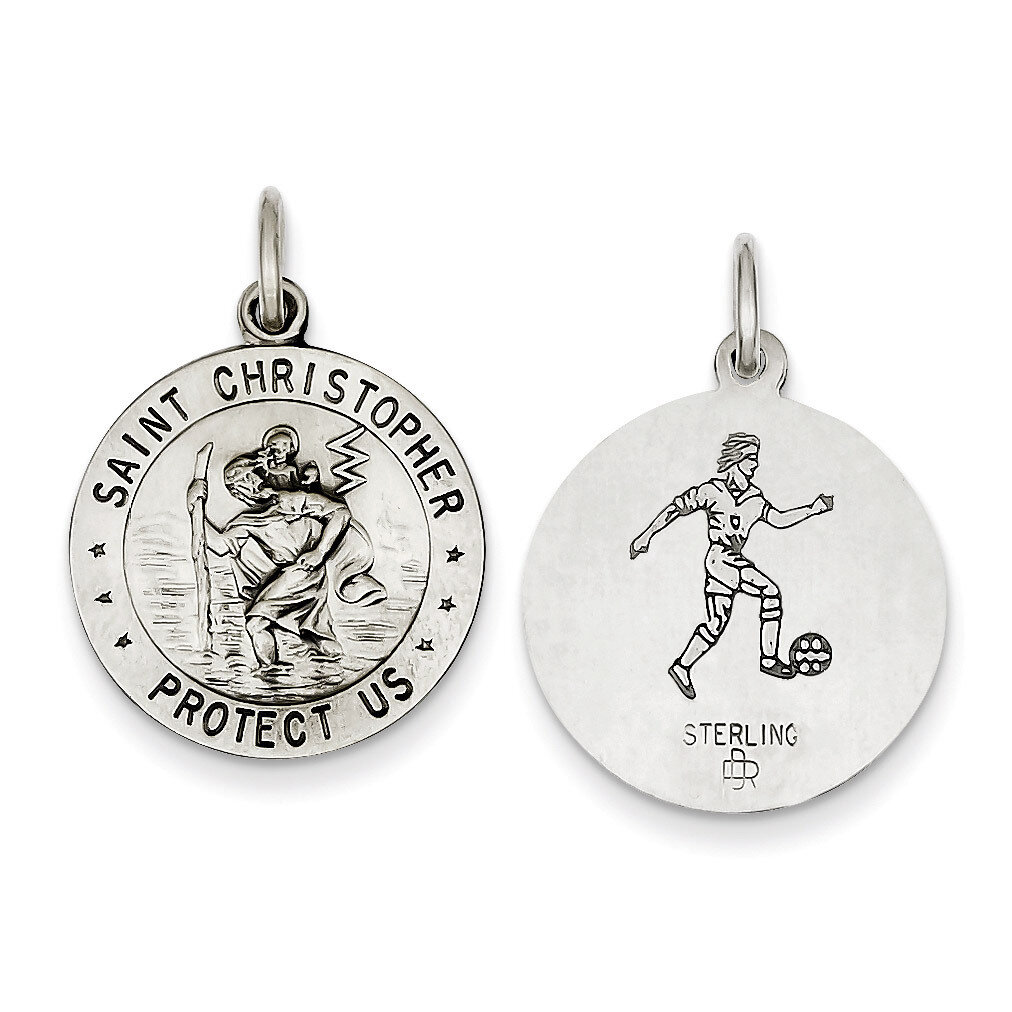 Saint Christopher Soccer Medal Sterling Silver QC3572