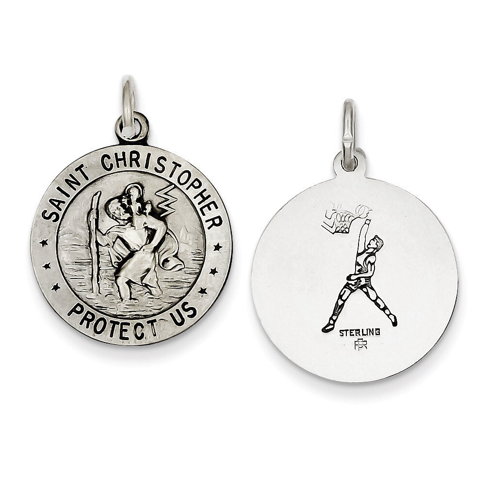 Saint Christopher Basketball Medal Sterling Silver QC3574