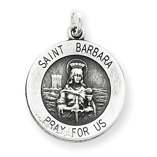 Saint Barbara Medal Antiqued Sterling Silver QC3583