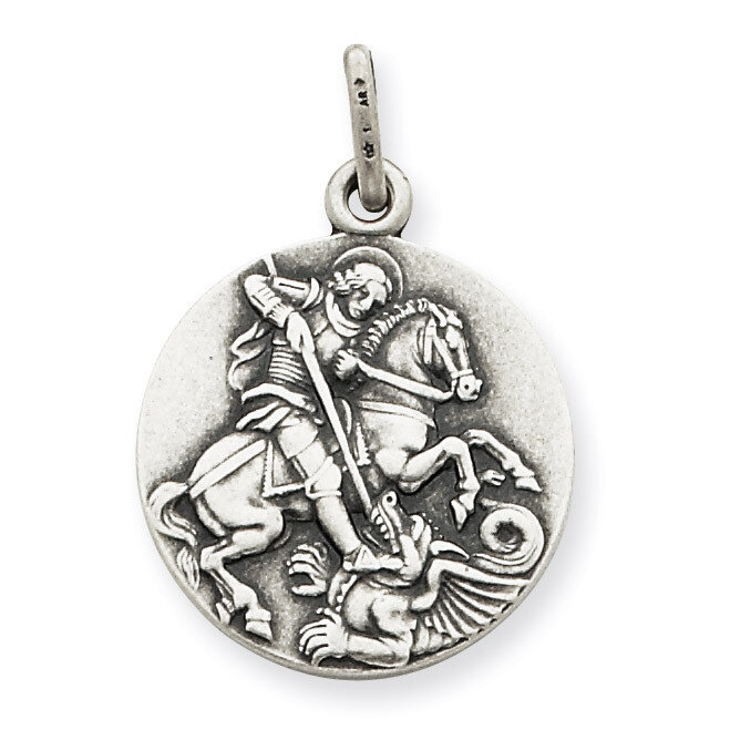 Saint George Medal Antiqued Sterling Silver QC3588