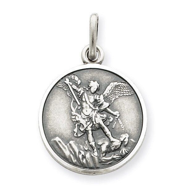 Saint Michael Medal Antiqued Sterling Silver QC3607