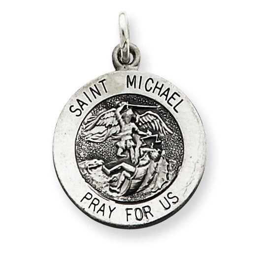 Saint Michael Medal Antiqued Sterling Silver QC3608