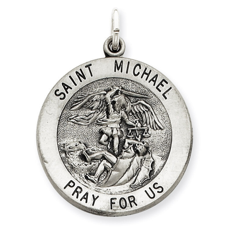 Saint Michael Medal Antiqued Sterling Silver QC3610
