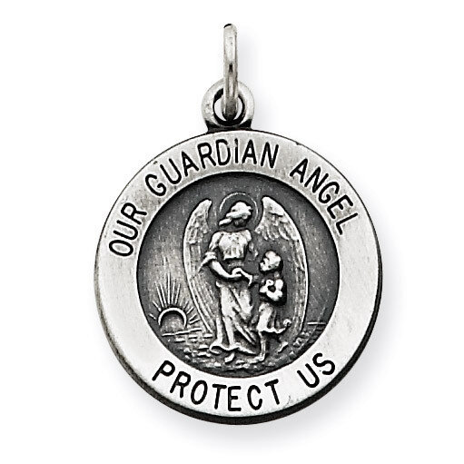 Guardian Angel Medal Antiqued Sterling Silver QC3625