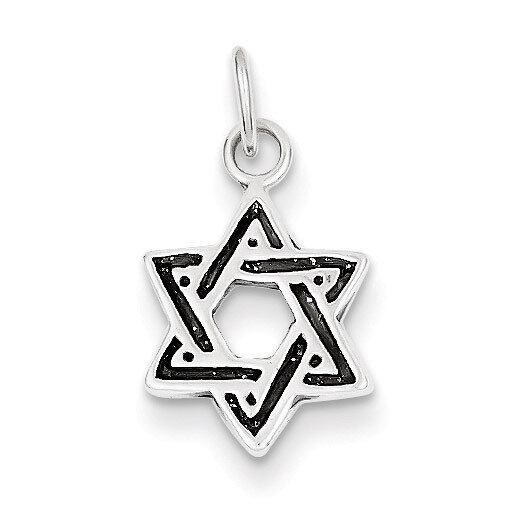 Star of David Charm Antiqued Sterling Silver QC3686, MPN: QC3686, 883957267111