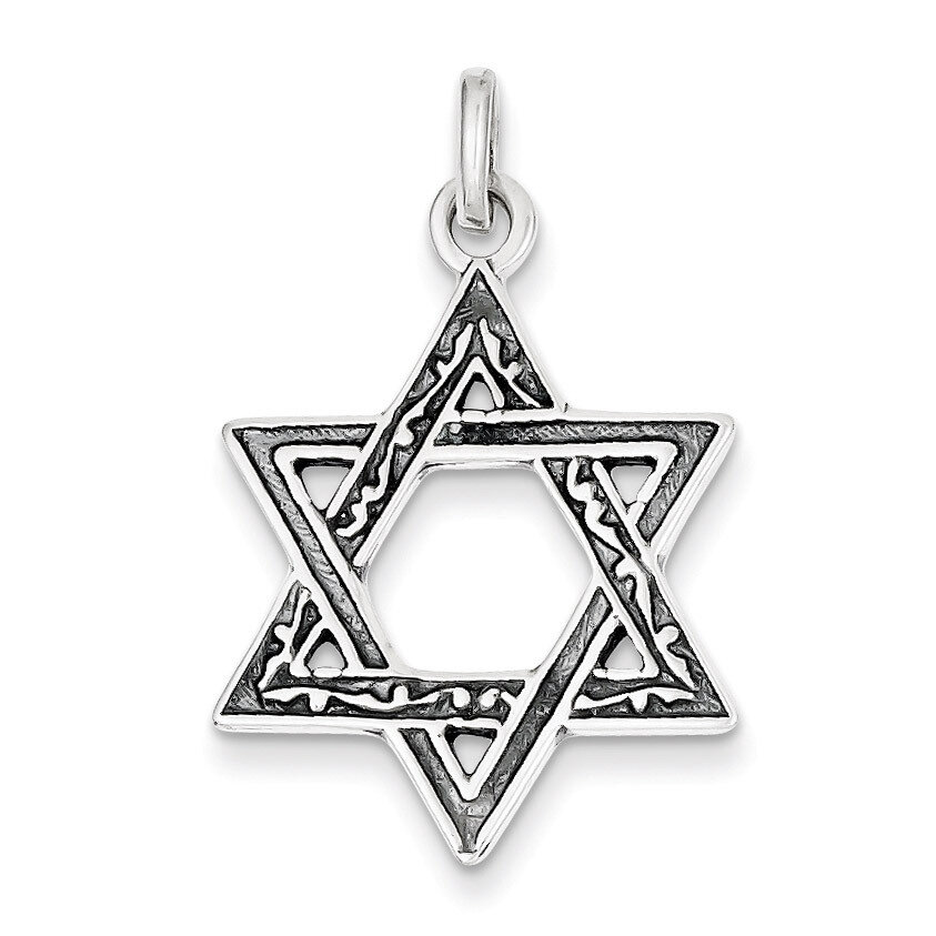 Star of David Charm Antiqued Sterling Silver QC3687, MPN: QC3687, 883957281452