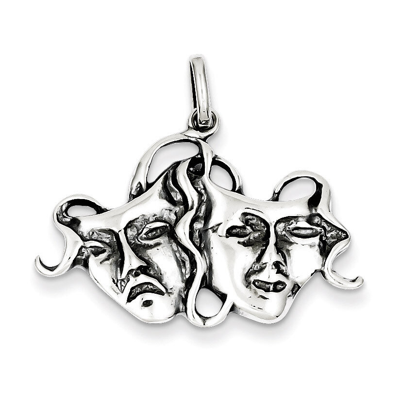 Comedy Tragedy Charm Antiqued Sterling Silver QC3817