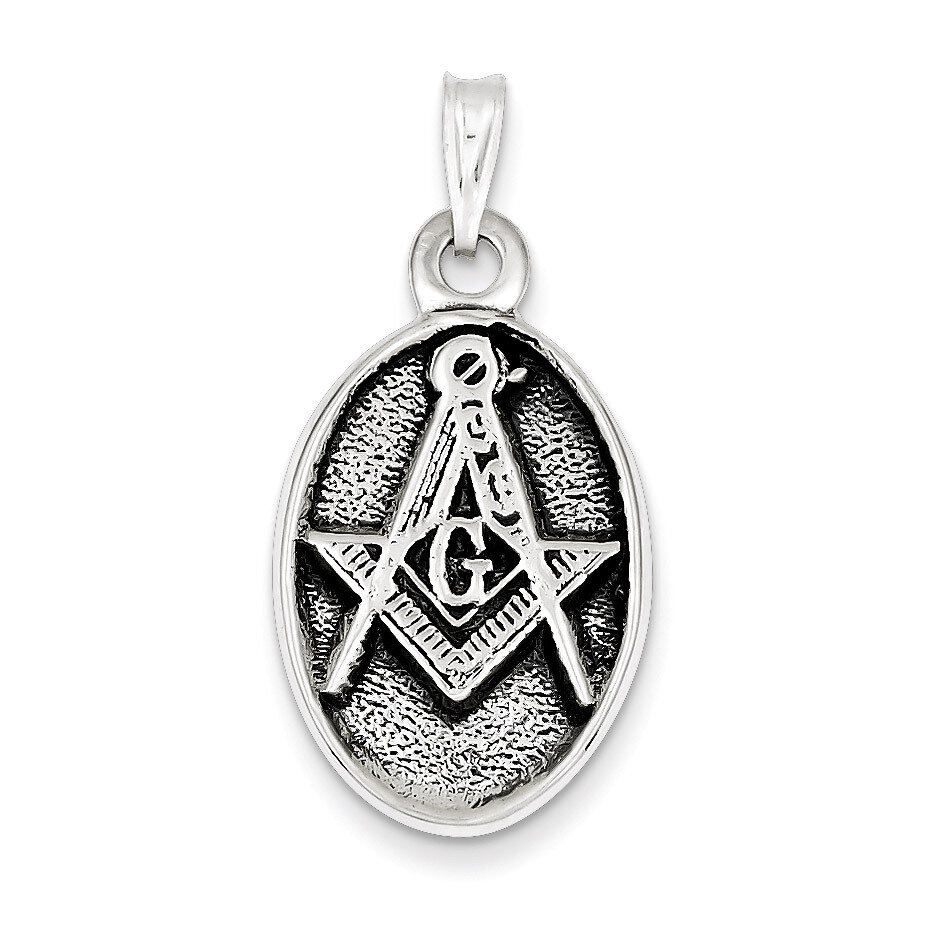 Masonic Pendant Antiqued Sterling Silver QC3819