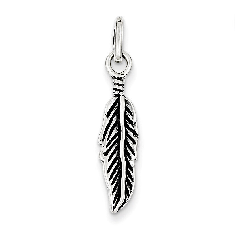 Feather Charm Antiqued Sterling Silver QC3914, MPN: QC3914, 883957908991