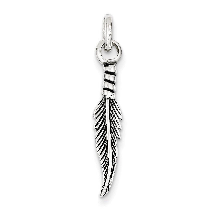 Feather Charm Antiqued Sterling Silver QC3915, MPN: QC3915, 883957909004