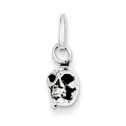 Skull Charm Antiqued Sterling Silver QC3929