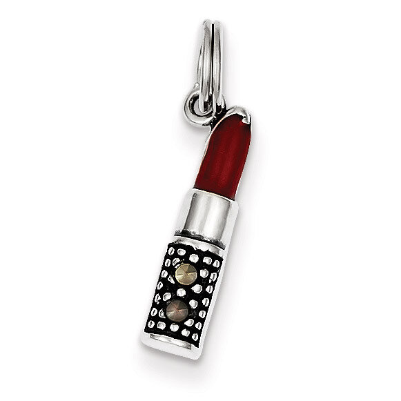 Lipstick Charm Sterling Silver Enameled QC3983