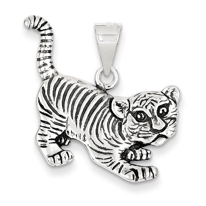 Tiger Charm Antiqued Sterling Silver QC4086