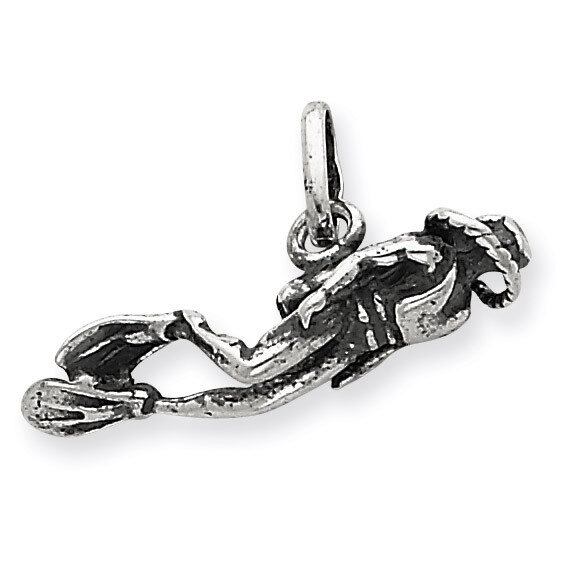 Scuba Diver Charm Antiqued Sterling Silver QC4160