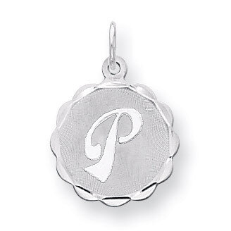 Brocaded Initial P Charm Sterling Silver QC4161P