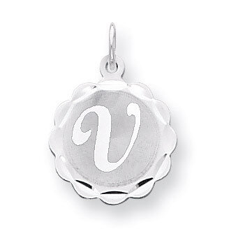 Brocaded Initial V Charm Sterling Silver QC4161V, MPN: QC4161V, 883957128672