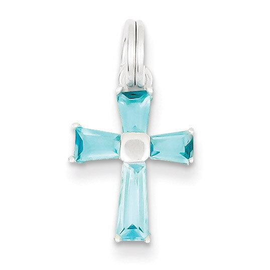 Blue Diamond Cross Charm Sterling Silver QC4259, MPN: QC4259, 723252213454