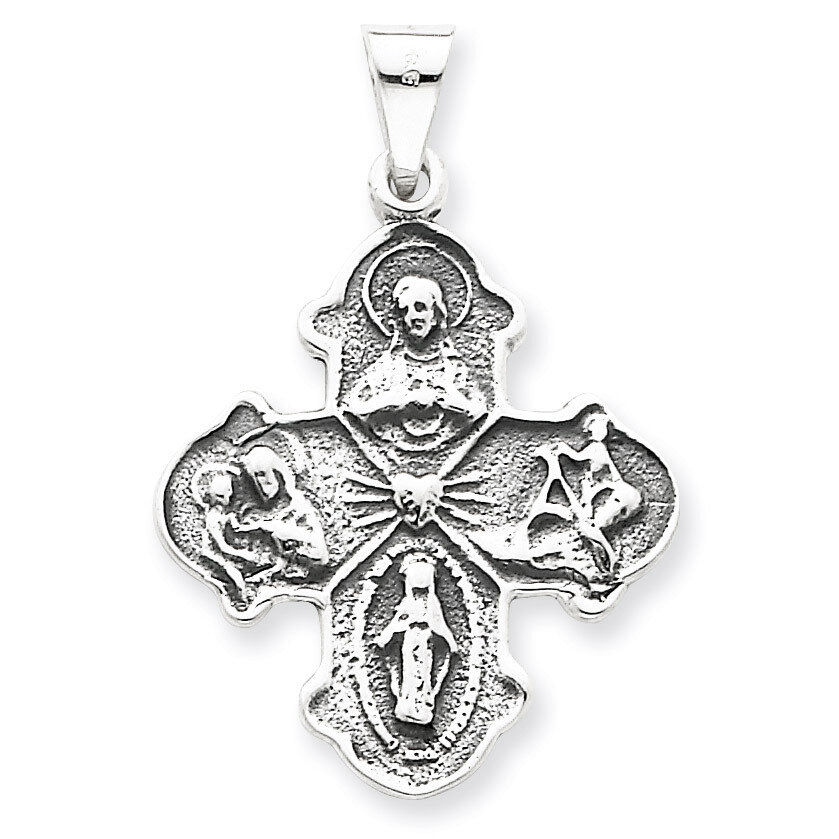 4-way Medal Antiqued Sterling Silver QC4378