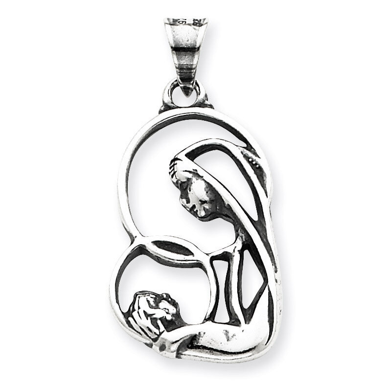 Blessed Mary & Child Jesus Charm Sterling Silver QC4386