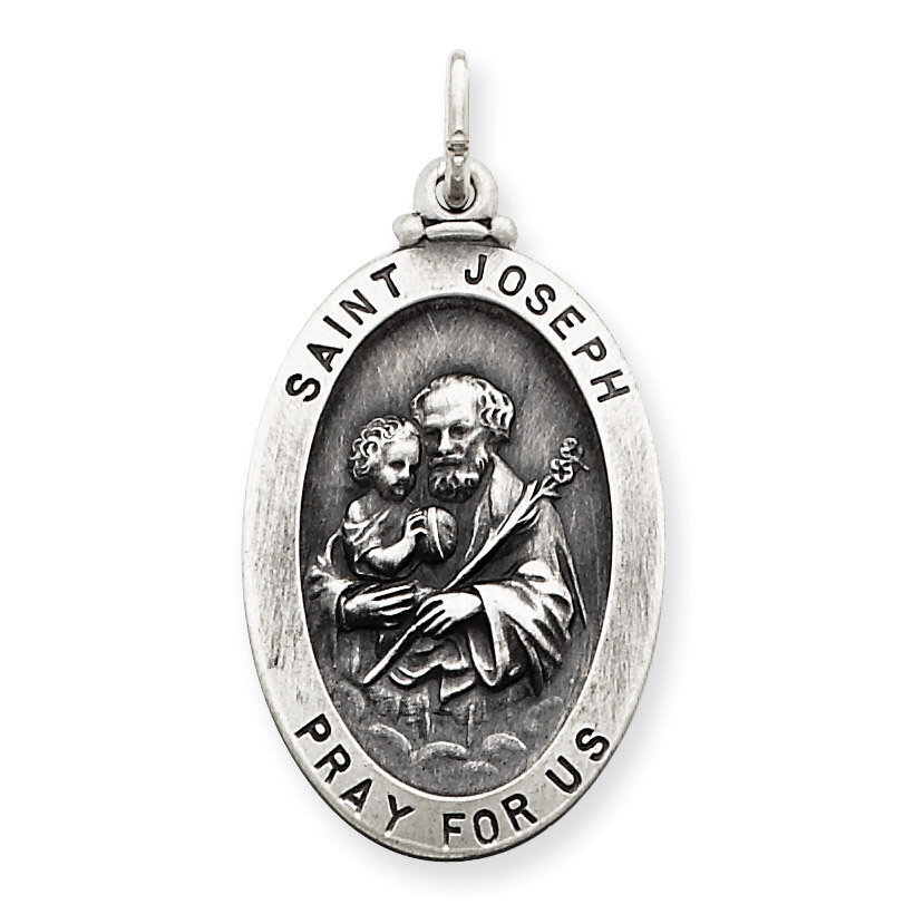 Saint Joseph Medal Antiqued Sterling Silver QC443, MPN: QC443, 191101182136