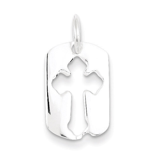 Dog Tag Cross Charm Sterling Silver QC4432, MPN: QC4432, 723252402063