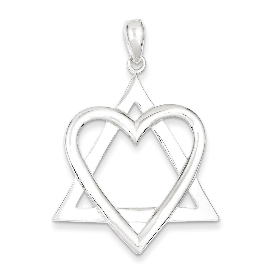 Star of David Heart Pendant Sterling Silver QC4440
